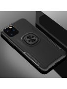 Xiaomi Mi Note 10 Szilikon Tok Prémium Bőrmintázattal Gyűrűs Business Series Fekete