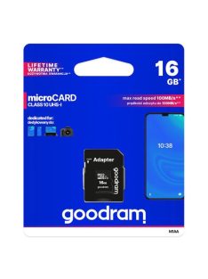   Goodram Microcard Memóriakártya 16 GB micro SD HC UHS-I class 10 SD adapter (M1AA-0160R12)