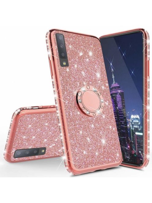 iPhone 11 Pro Diamond Csillámló Szilikon Tok TPU Gyűrűs Rózsaszín