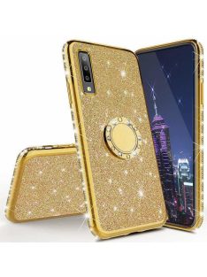   Huawei P40 Lite Diamond Csillámló Szilikon Tok TPU Gyűrűs Arany