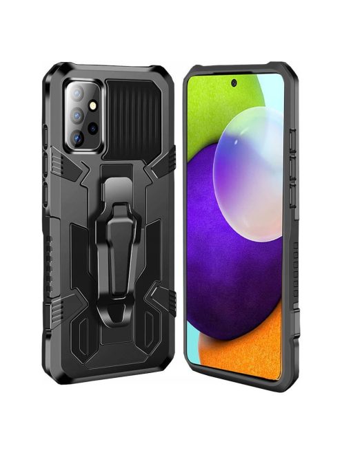 Samsung Galaxy A52 Tok Ütésálló Armor Tank 2in1 PC TPU Hybrid Kitámasztható Fekete