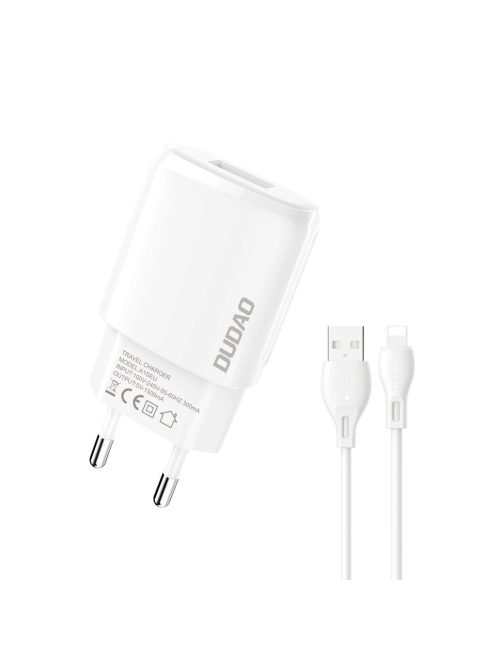 Dudao USB-A 7.5W charger + USB-A cable - Lightning 1m white (A1sEUL)