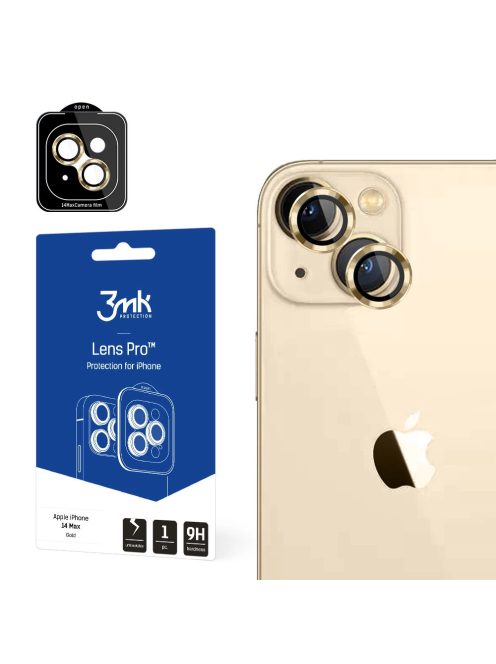 Camera glass for iPhone 14 Plus 9H for 3mk Lens Protection Pro series lens - gold