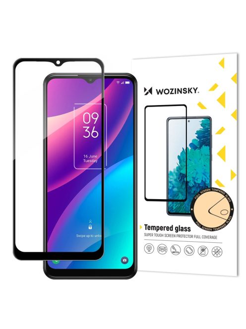 Wozinsky super durable Full Glue tempered glass full screen with frame Case Friendly TCL 30 SE black