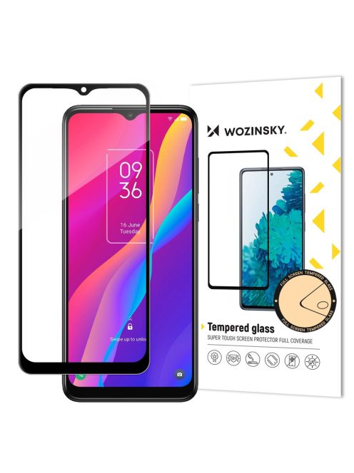 Wozinsky super tough Full Glue tempered glass full screen with Case Friendly TCL 30E black frame