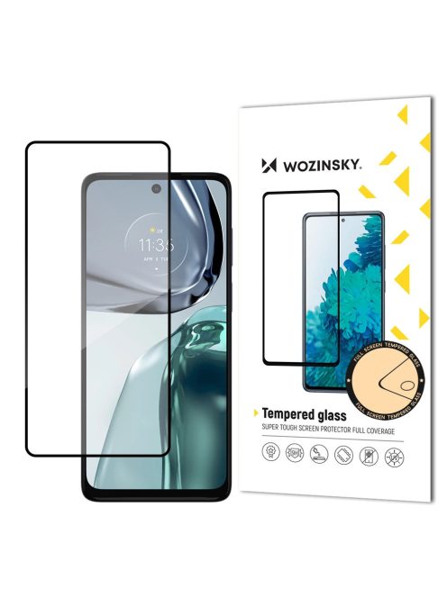 Wozinsky Super Durable Full Glue Tempered Glass Full Screen With Frame Case Friendly Motorola Moto G62 Black