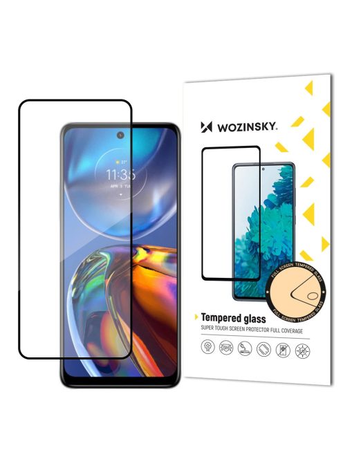 Wozinsky Super Durable Full Glue Tempered Glass Full Screen With Frame Case Friendly Motorola Moto E32 Black