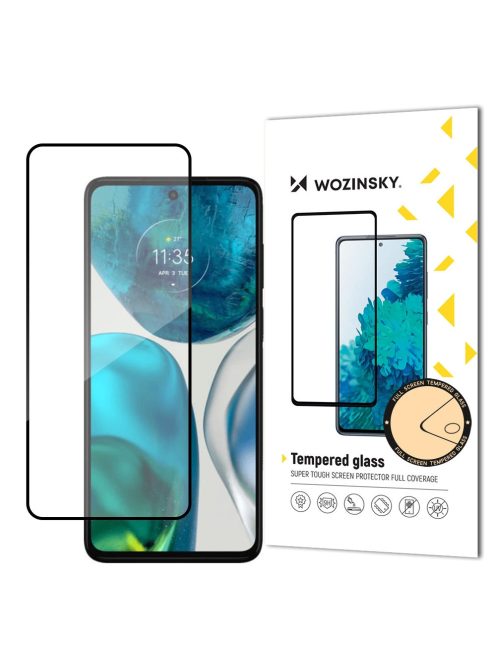 Wozinsky Super Durable Full Glue Full Screen Tempered Glass with Frame Case Friendly Motorola Moto G52 Black