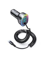 Joyroom fast car charger 4 in 1 PD, QC3.0, AFC, FCP with Lightning cable 1.6m 57W black (JR-CL20)