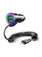 Joyroom 3-in-1 fast car charger with Lightning cable 1.5m 17W black (JR-CL25)