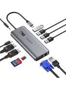 Choetech multifunctional HUB with display 12in1 USB-C to USB-C / USB-A / HDMI / VGA / AUX / SD / TF gray (HUB-M26)