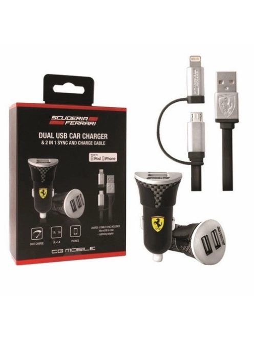 Ferrari charger FEBCCCBUNBK 2in1 MFI Lightning/micro USB black/black