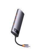 HUB 8in1 Baseus StarJoy USB-C to USB-C PD / 3x USB-A / HDMI / RJ-45 / SD TF - gray