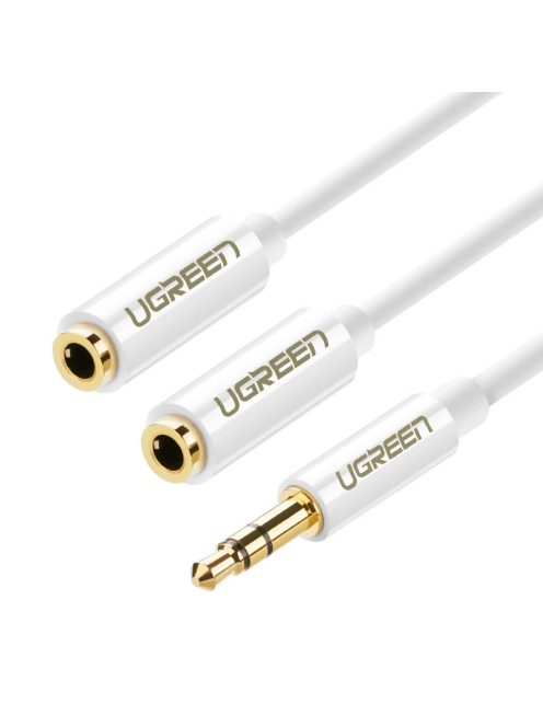 Ugreen cable cable headphone splitter mini jack 3.5 mm - 2 x mini jack 3.5 mm (2 x stereo output) 20cm white (AV134)