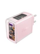 Acefast charger GaN 65W 3 ports (1xUSB, 2xUSB C) pink (A45)