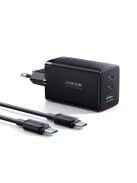 Joyroom fast GaN charger 65W USB-A, 2x USB-C black + USB-C - USB-C cable 100W 1.2m (TCG01)