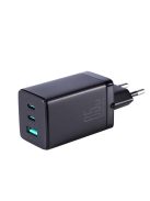 Joyroom fast GaN charger 65W USB-A, 2x USB-C black + USB-C - USB-C cable 100W 1.2m (TCG01)