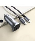 Ugreen fast car charger USB-A / USB-C 30W PD PPS gray (CD130)