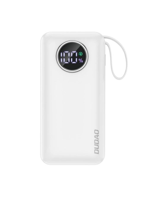 Dudao powerbank 10000mAh USB-A / USB-C 22.5W with built-in Lightning cable and USB-C white (K15sW)