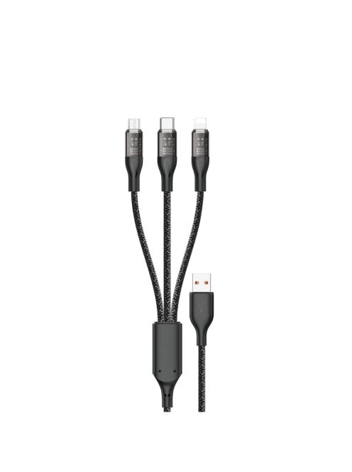 Fast charging cable 120W 1m 3in1 USB - USB-C / microUSB / Lightning Dudao L22X - silver