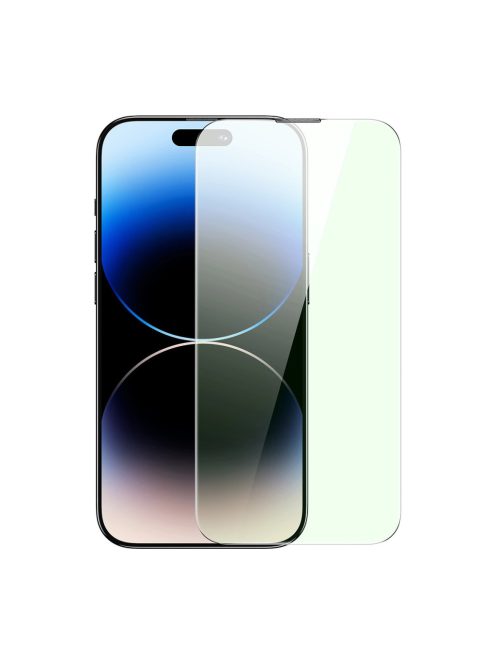 Baseus Full Screen Tempered Glass for iPhone 14 Pro Max with Anti Blue Light Filter and 0.3mm Speaker Cover + Mounting Frame