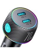 2x USB C 70W car charger with LED backlight Joyroom JR-CCN02 - black