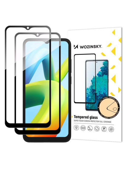 Wozinsky Full Glue Tempered Glass 2x Tempered Glass For Xiaomi Redmi A2 / Redmi A1 9H Full Screen Full Cover With Black Frame