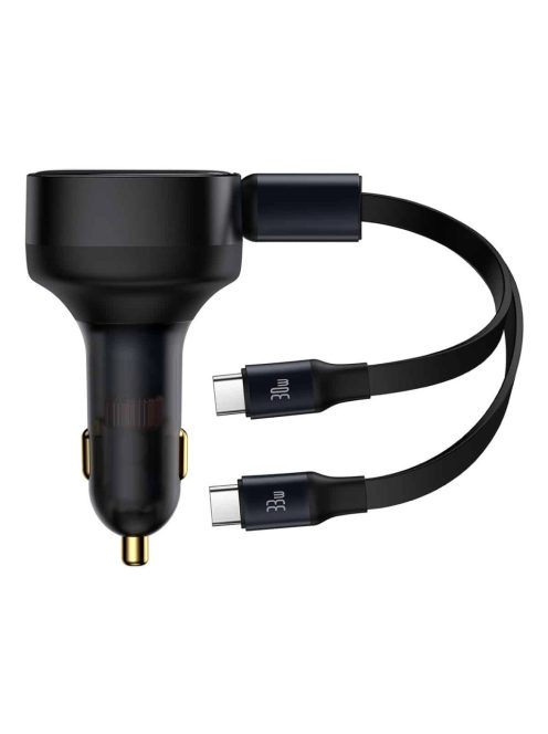 Car charger 2in1 33W 2x USB C (male) Baseus Enjoyment - black