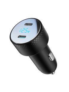   2x USB C 70W car charger with LED display Joyroom JR-CCD02 - black