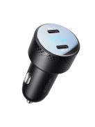 2x USB C 70W car charger with LED display Joyroom JR-CCD02 - black