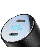 2x USB C 70W car charger with LED display Joyroom JR-CCD02 - black