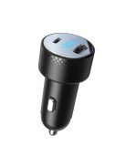 Car charger with voltmeter 53W (USB C, USB) Joyroom JR-CCD01 black