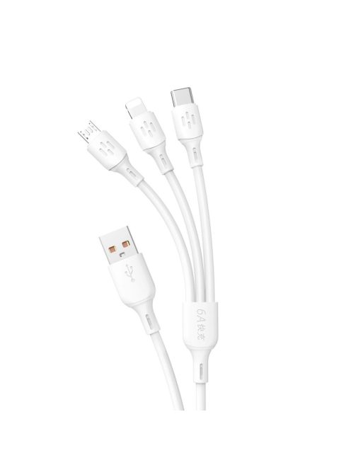 USB cable - USB C / micro USB / Lightning 480Mb/s 6A 1.2m - white