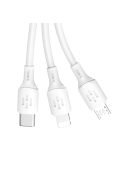 USB cable - USB C / micro USB / Lightning 480Mb/s 6A 1.2m - white