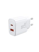 Joyroom JR-TCF05 20W USB-C / USB-A Fast Dual Port Wall Charger - White + USB-C - Lightning 1m