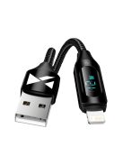 USB-A Cable - Lightning Wozinsky WUALC2 with LED Display 2.4A 2m - Black