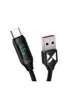 Wozinsky WUACC1 USB A - USB C Cable with Display 66W 6A 1m - Black