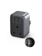 Wall charger 30W (2xUSB/USB C/AC) / UK - EU adapter 13A Ugreen CD314 - black