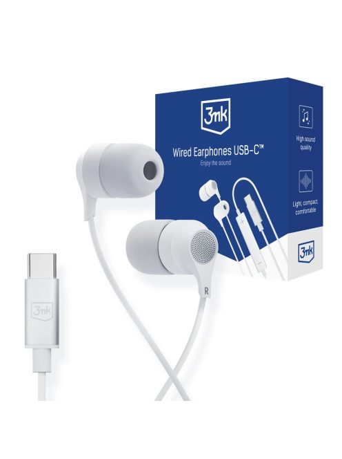 USB-C 3mk Wired Headphones - white