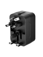 Wozinsky WUTWC travel adapter universal 24W EU / US / AUS / UK / 2x USB-A - black