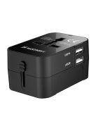 Wozinsky WUTWC travel adapter universal 24W EU / US / AUS / UK / 2x USB-A - black