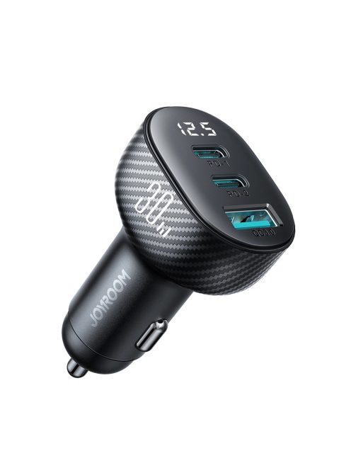 Joyroom JR-CCD04 30W 2x USB-C USB-A car charger with display - black