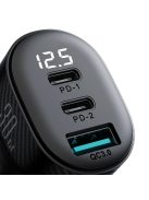 Joyroom JR-CCD04 30W 2x USB-C USB-A car charger with display - black