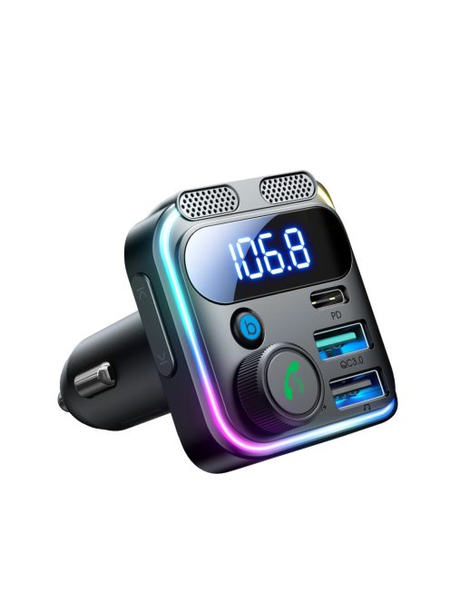 Joyroom JR-CCB01 48W FM transmitter 2x USB-A USB-C with dual microphone - black