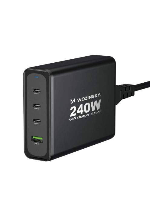 Wozinsky WGCSB 240W GaN wall charger USB-A / 3 x USB-C - black