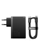 Baseus GaN5 Pro GaN charger 2x USB-C / USB-A 160W - black + USB-C - USB-C 240W cable - black