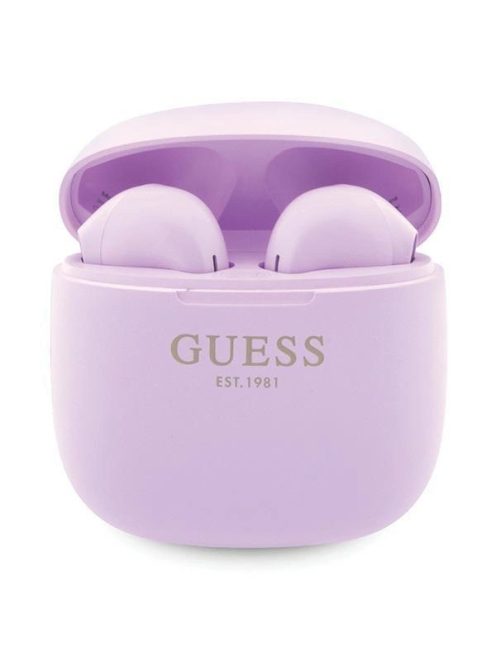 Guess GUTWST26PSU TWS Bluetooth headphones + docking station - purple Classic EST Logo