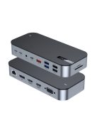 HUB Choetch M52 USB-C - USB-C PD/USB-C/USB-A/HDMI/VGA/DP/SD/TF/RJ45/AUX - gray