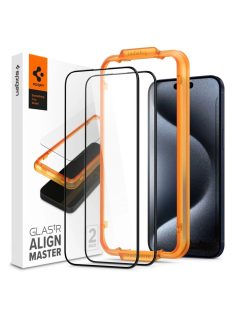 TEMPERED Spigen ALM GLASS FC 2-PACK IPHONE 15 PRO BLACK