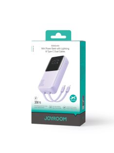   Joyroom JR-PBC06 mini power bank with built-in USB-C / Lightning cables 30W 10000mAh - purple